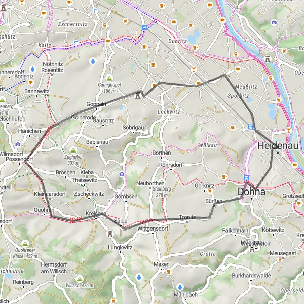 Karten-Miniaturansicht der Radinspiration "Rund um Heidenau" in Dresden, Germany. Erstellt vom Tarmacs.app-Routenplaner für Radtouren