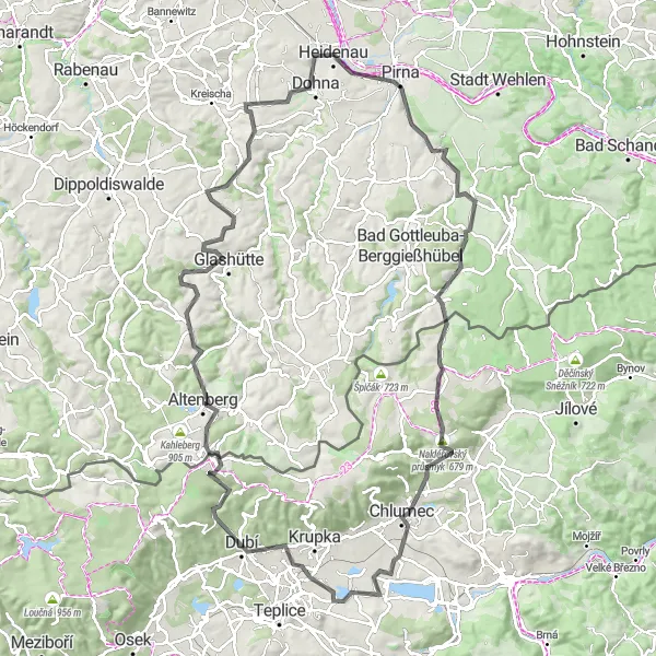Map miniature of "Pirna to Dohna Loop (Road Cycling)" cycling inspiration in Dresden, Germany. Generated by Tarmacs.app cycling route planner