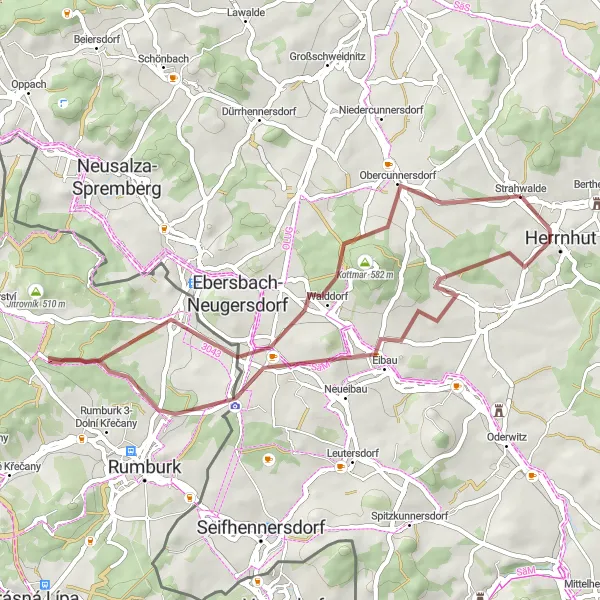 Map miniature of "Gravel Adventure" cycling inspiration in Dresden, Germany. Generated by Tarmacs.app cycling route planner