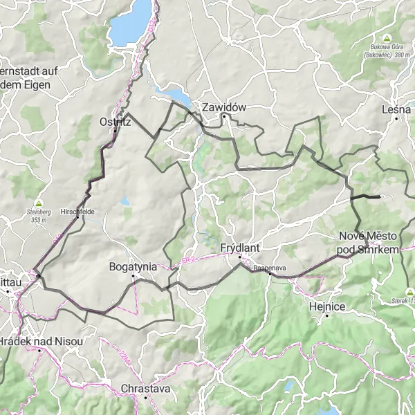 Karten-Miniaturansicht der Radinspiration "Panorama Tour um Hirschfelde" in Dresden, Germany. Erstellt vom Tarmacs.app-Routenplaner für Radtouren