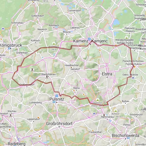 Map miniature of "Tännichtberg Gravel Route" cycling inspiration in Dresden, Germany. Generated by Tarmacs.app cycling route planner