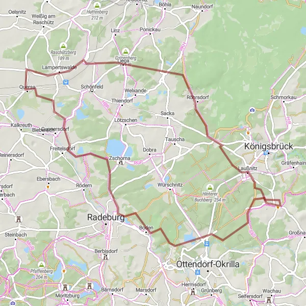 Karten-Miniaturansicht der Radinspiration "Wachberg - Vorwerkberg Rundtour" in Dresden, Germany. Erstellt vom Tarmacs.app-Routenplaner für Radtouren