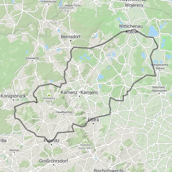 Map miniature of "Wittichenau Tour" cycling inspiration in Dresden, Germany. Generated by Tarmacs.app cycling route planner