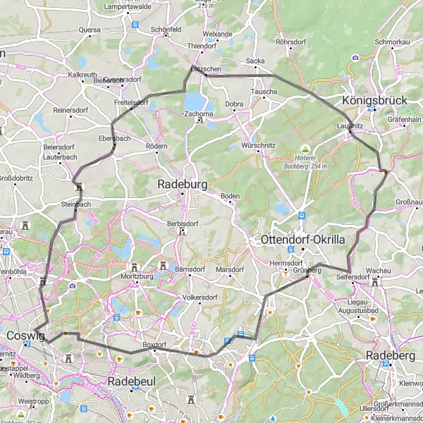 Karten-Miniaturansicht der Radinspiration "Durch das grüne Laubwäldchen" in Dresden, Germany. Erstellt vom Tarmacs.app-Routenplaner für Radtouren