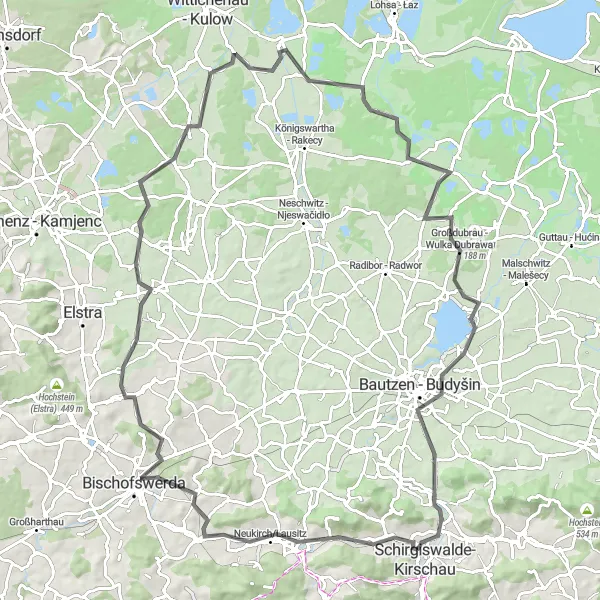 Map miniature of "Dresden Roundtrip: Steinberg Adventure" cycling inspiration in Dresden, Germany. Generated by Tarmacs.app cycling route planner