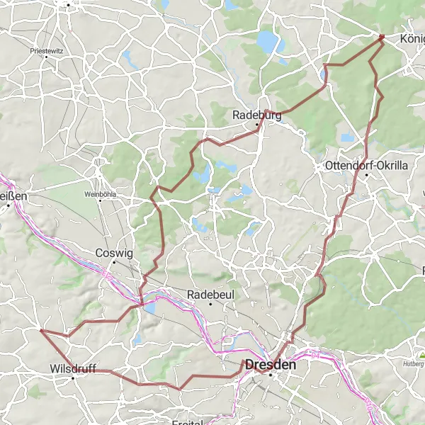 Map miniature of "Lindenberg Challenge" cycling inspiration in Dresden, Germany. Generated by Tarmacs.app cycling route planner