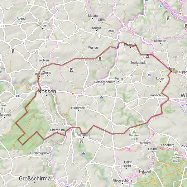 Map miniature of "Discover the Charms of Steinbach and Nossen" cycling inspiration in Dresden, Germany. Generated by Tarmacs.app cycling route planner
