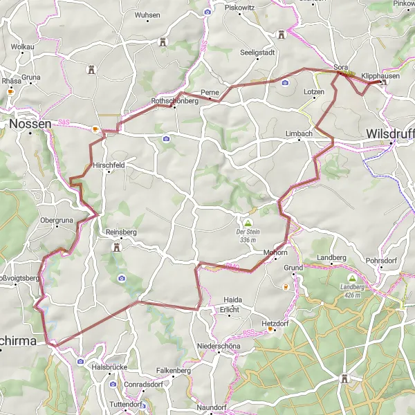 Map miniature of "Idyllic Villages Escape" cycling inspiration in Dresden, Germany. Generated by Tarmacs.app cycling route planner