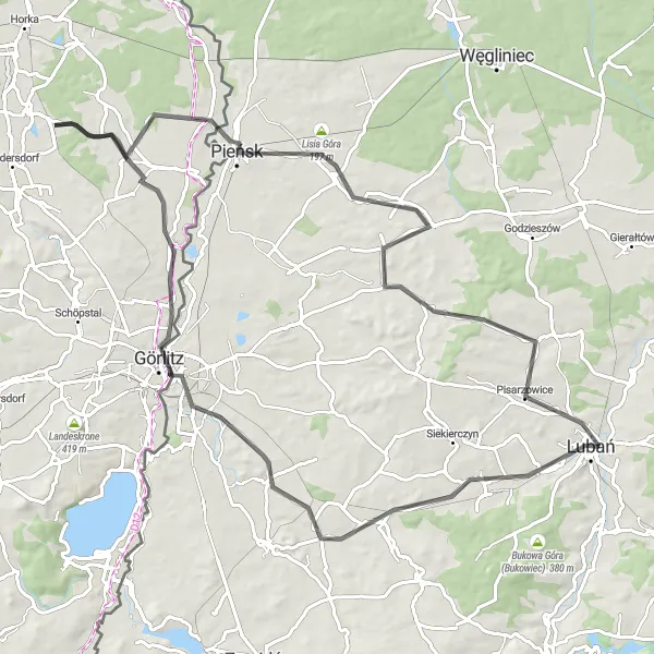 Map miniature of "Lubań Adventure" cycling inspiration in Dresden, Germany. Generated by Tarmacs.app cycling route planner