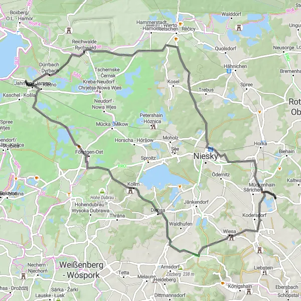 Map miniature of "Scenic Countryside Ride" cycling inspiration in Dresden, Germany. Generated by Tarmacs.app cycling route planner