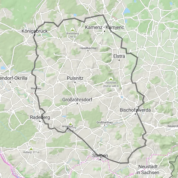 Map miniature of "Dresden and Beyond" cycling inspiration in Dresden, Germany. Generated by Tarmacs.app cycling route planner