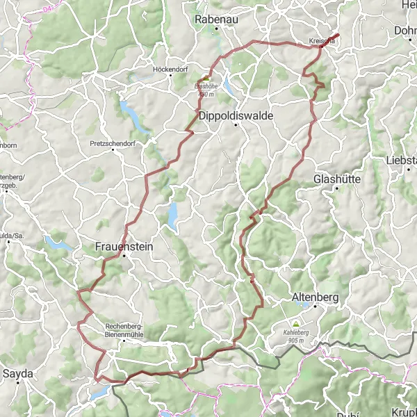 Map miniature of "The Wilisch and Beyond" cycling inspiration in Dresden, Germany. Generated by Tarmacs.app cycling route planner