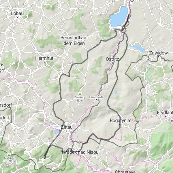 Karten-Miniaturansicht der Radinspiration "Historische Radtour rund um Oybin" in Dresden, Germany. Erstellt vom Tarmacs.app-Routenplaner für Radtouren
