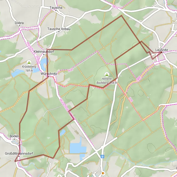 Map miniature of "Countryside Gravel Loop" cycling inspiration in Dresden, Germany. Generated by Tarmacs.app cycling route planner