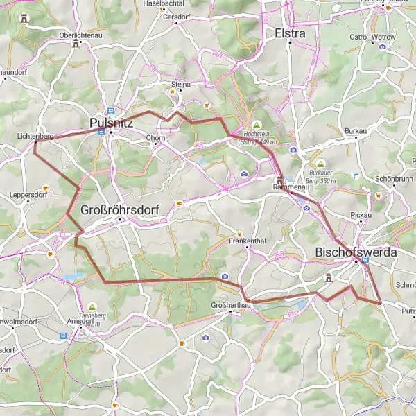 Map miniature of "Lichtenberg - Rammenau Round Trip (Gravel)" cycling inspiration in Dresden, Germany. Generated by Tarmacs.app cycling route planner