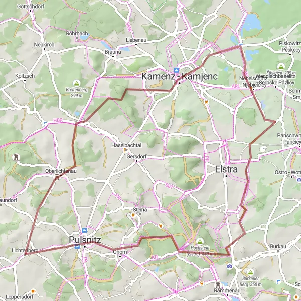 Karten-Miniaturansicht der Radinspiration "Gravelweg nach Kamenz" in Dresden, Germany. Erstellt vom Tarmacs.app-Routenplaner für Radtouren