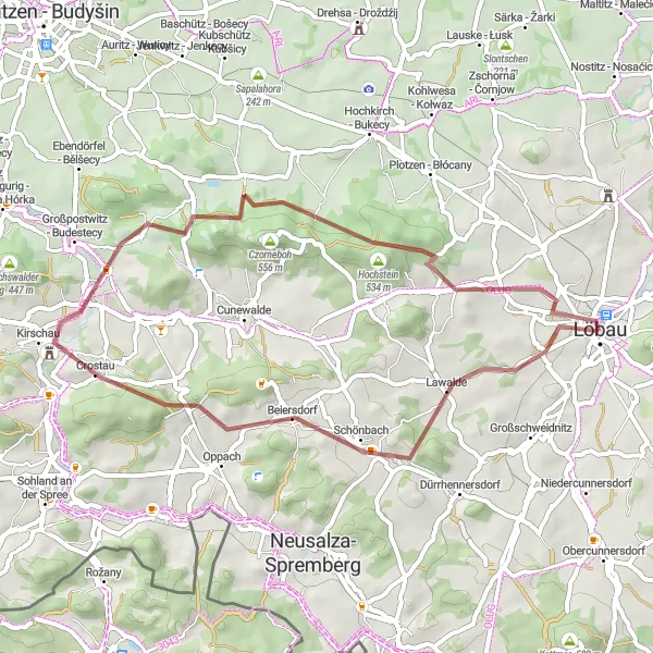 Map miniature of "Oppach Loop" cycling inspiration in Dresden, Germany. Generated by Tarmacs.app cycling route planner