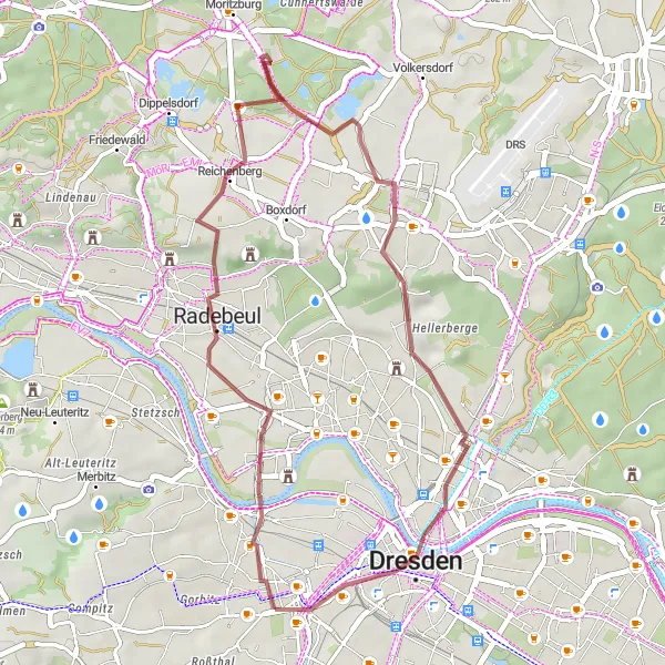 Karten-Miniaturansicht der Radinspiration "Idyllische Dorfwege rund um Dresden" in Dresden, Germany. Erstellt vom Tarmacs.app-Routenplaner für Radtouren