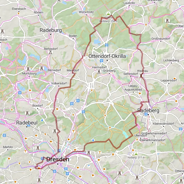 Map miniature of "Dresden Castle Loop" cycling inspiration in Dresden, Germany. Generated by Tarmacs.app cycling route planner