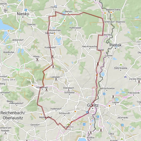 Map miniature of "Discovering the Gravel Valley" cycling inspiration in Dresden, Germany. Generated by Tarmacs.app cycling route planner