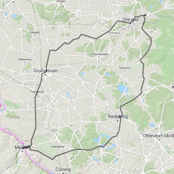 Map miniature of "Historical Road Journey" cycling inspiration in Dresden, Germany. Generated by Tarmacs.app cycling route planner