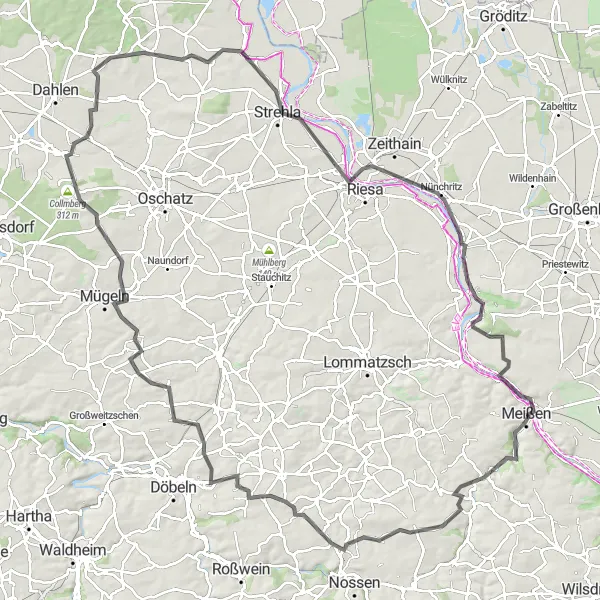 Map miniature of "Riverside Serenity" cycling inspiration in Dresden, Germany. Generated by Tarmacs.app cycling route planner