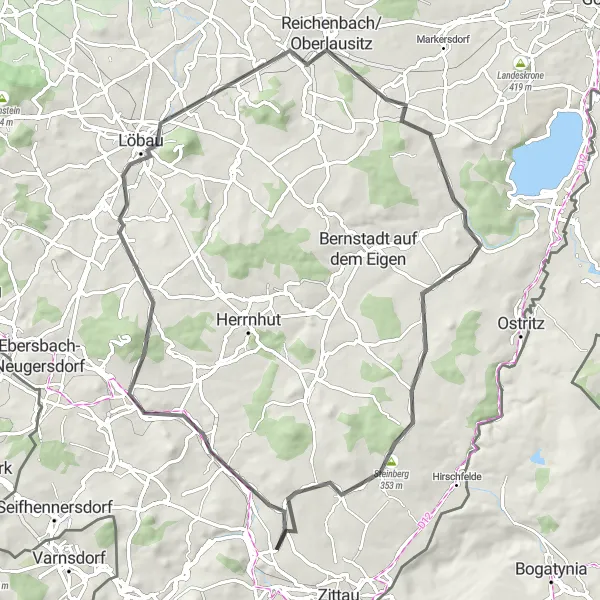 Karten-Miniaturansicht der Radinspiration "Panoramafahrt im Osten" in Dresden, Germany. Erstellt vom Tarmacs.app-Routenplaner für Radtouren