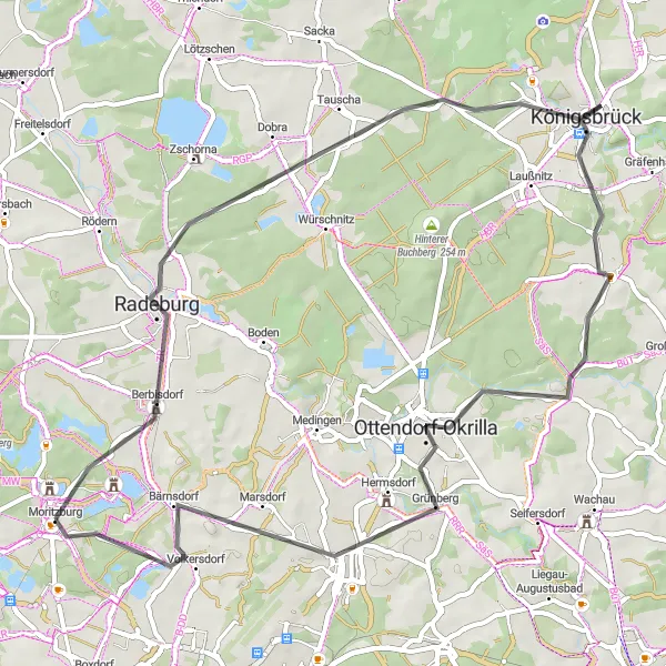 Map miniature of "Moritzburg Impressions" cycling inspiration in Dresden, Germany. Generated by Tarmacs.app cycling route planner