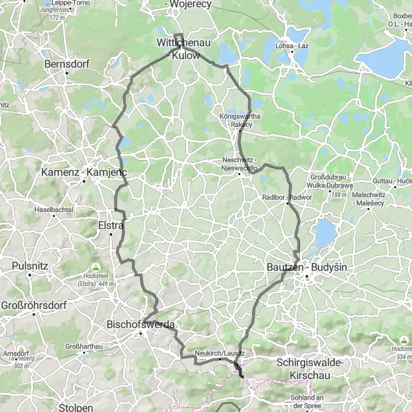 Karten-Miniaturansicht der Radinspiration "Rundtour durch die Oberlausitz" in Dresden, Germany. Erstellt vom Tarmacs.app-Routenplaner für Radtouren