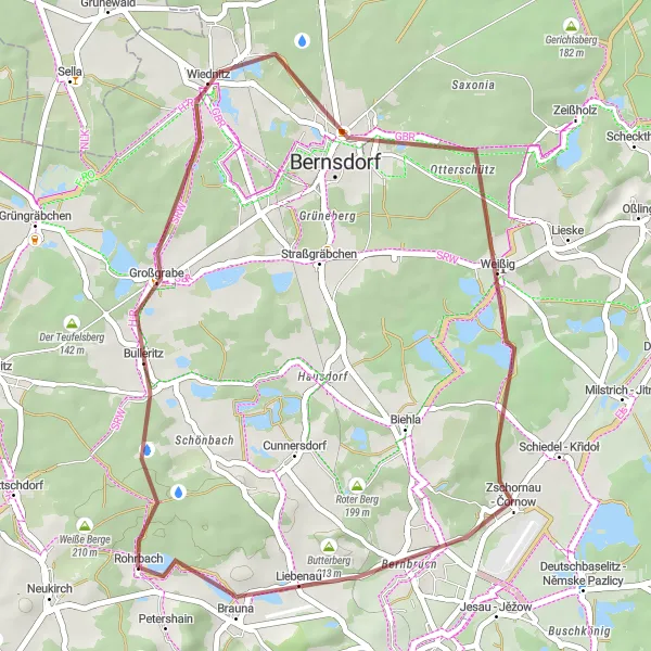 Map miniature of "Gravel Discovery - Neukirch Circular" cycling inspiration in Dresden, Germany. Generated by Tarmacs.app cycling route planner