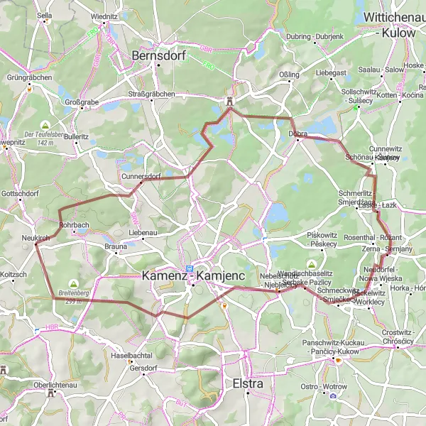 Map miniature of "Gravel Tour - Weiße Berge Loop" cycling inspiration in Dresden, Germany. Generated by Tarmacs.app cycling route planner