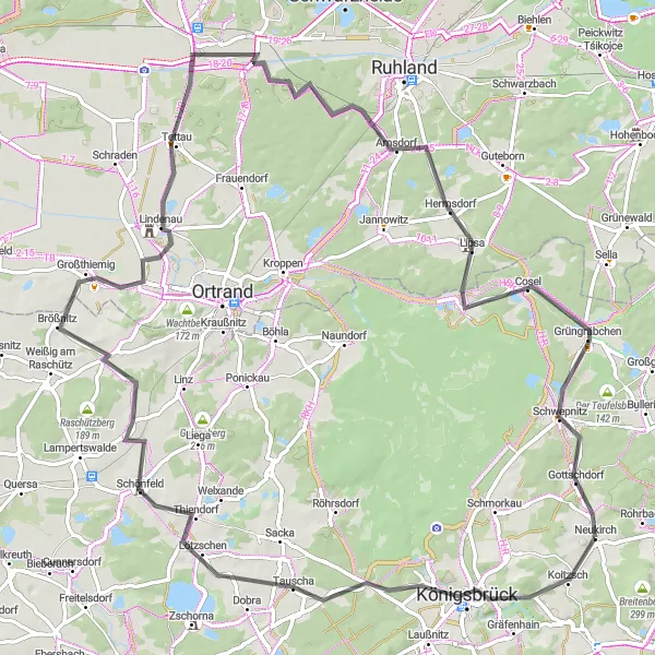 Map miniature of "Scenic Roadside Vineyards" cycling inspiration in Dresden, Germany. Generated by Tarmacs.app cycling route planner