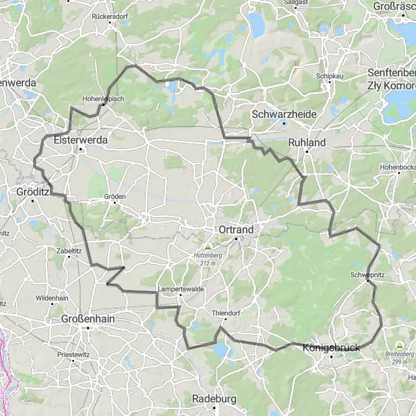 Karten-Miniaturansicht der Radinspiration "Königsbrücker Kreislauf" in Dresden, Germany. Erstellt vom Tarmacs.app-Routenplaner für Radtouren