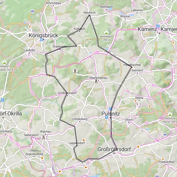 Karten-Miniaturansicht der Radinspiration "Idyllische Tour durch das Haselbachtal" in Dresden, Germany. Erstellt vom Tarmacs.app-Routenplaner für Radtouren