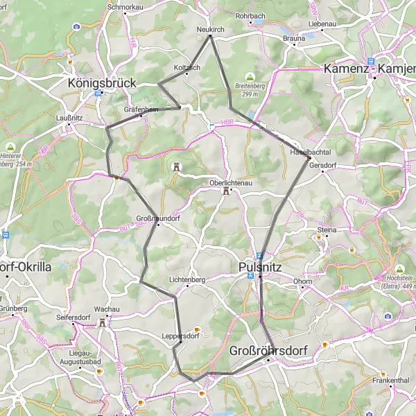 Map miniature of "Discover the Land of Castles" cycling inspiration in Dresden, Germany. Generated by Tarmacs.app cycling route planner