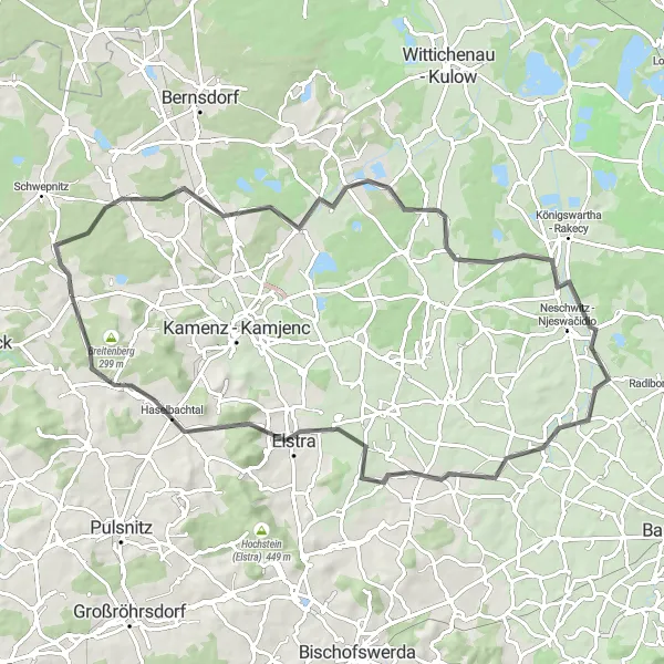 Map miniature of "Road Climb - Hausdorf Challenge" cycling inspiration in Dresden, Germany. Generated by Tarmacs.app cycling route planner
