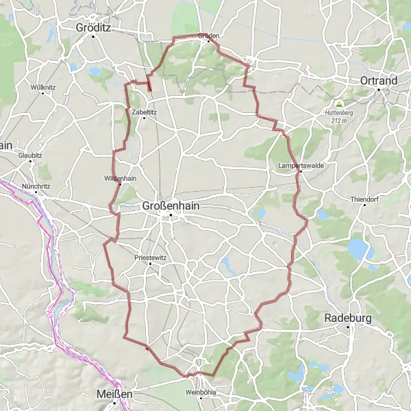 Map miniature of "Charming Villages and Serene Views" cycling inspiration in Dresden, Germany. Generated by Tarmacs.app cycling route planner
