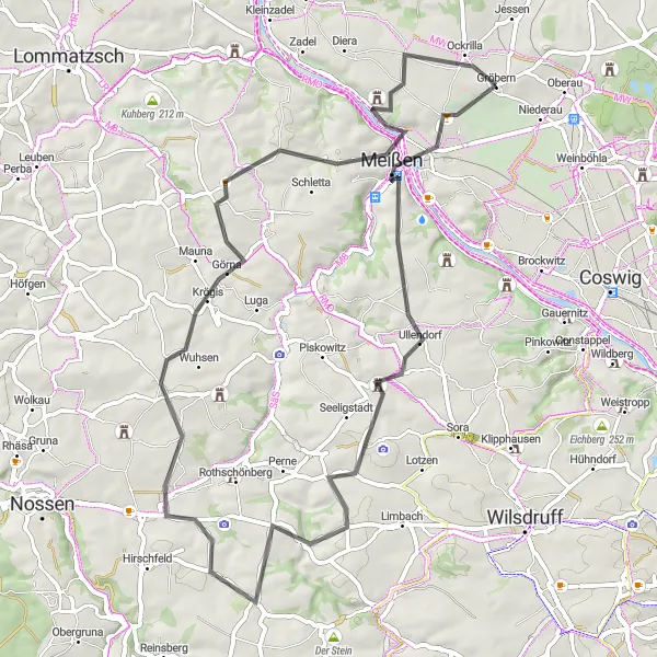 Map miniature of "Roitzschberg Loop" cycling inspiration in Dresden, Germany. Generated by Tarmacs.app cycling route planner