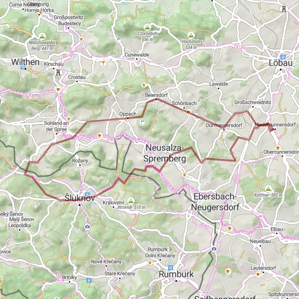 Map miniature of "Countryside Gravel Loop" cycling inspiration in Dresden, Germany. Generated by Tarmacs.app cycling route planner