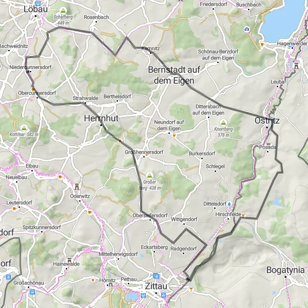 Map miniature of "Löbauer Berg Loop" cycling inspiration in Dresden, Germany. Generated by Tarmacs.app cycling route planner