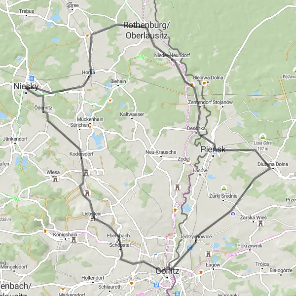 Karten-Miniaturansicht der Radinspiration "Entspannte Straßenradtour durch Oberlausitzer Dörfer" in Dresden, Germany. Erstellt vom Tarmacs.app-Routenplaner für Radtouren