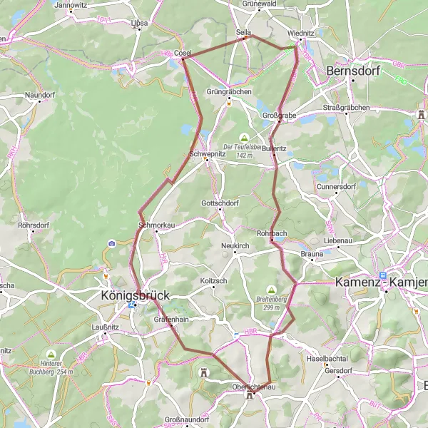 Karten-Miniaturansicht der Radinspiration "Abenteuerroute durch die Lausitz" in Dresden, Germany. Erstellt vom Tarmacs.app-Routenplaner für Radtouren