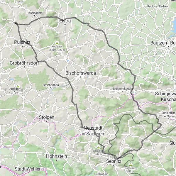 Map miniature of "Sebnitz Epic Loop" cycling inspiration in Dresden, Germany. Generated by Tarmacs.app cycling route planner
