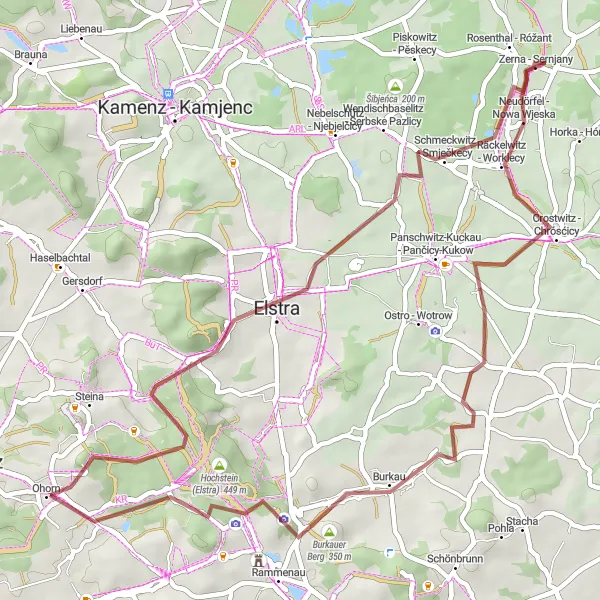 Karten-Miniaturansicht der Radinspiration "Rund um Ohorn - Schleißberg und Burkauer Berg" in Dresden, Germany. Erstellt vom Tarmacs.app-Routenplaner für Radtouren