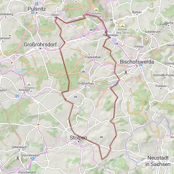 Karten-Miniaturansicht der Radinspiration "Graveltour nach Sandberg" in Dresden, Germany. Erstellt vom Tarmacs.app-Routenplaner für Radtouren