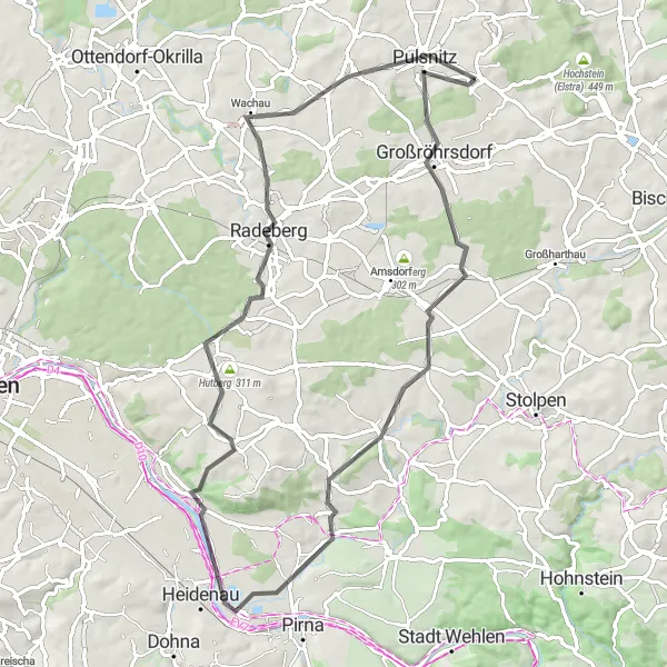 Map miniature of "Elbe Valley Tour" cycling inspiration in Dresden, Germany. Generated by Tarmacs.app cycling route planner