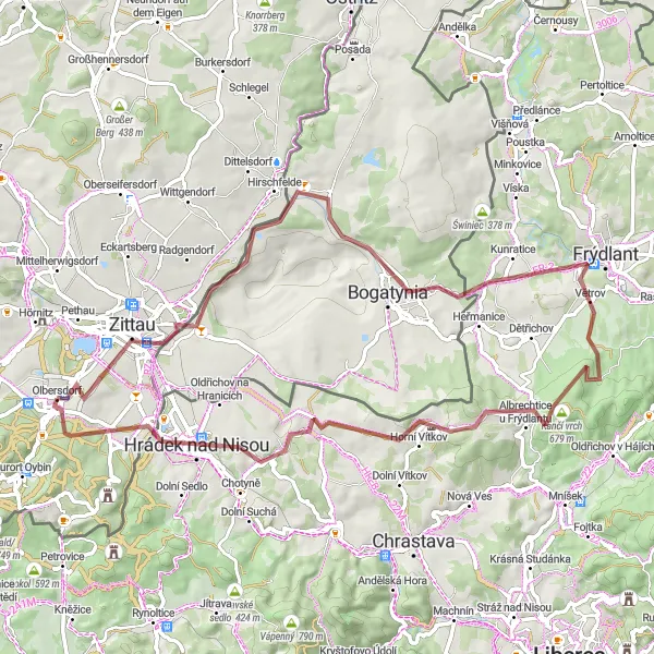 Map miniature of "Zittau and Surroundings" cycling inspiration in Dresden, Germany. Generated by Tarmacs.app cycling route planner