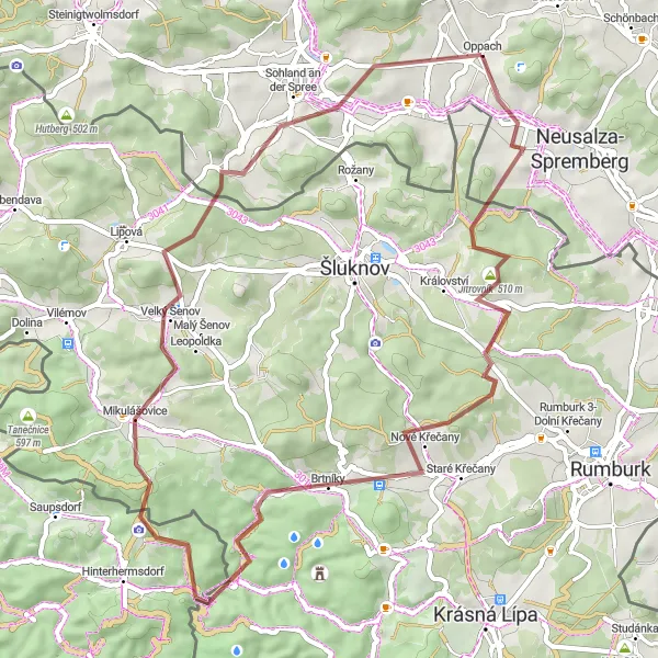 Map miniature of "Oppach Adventure Ride" cycling inspiration in Dresden, Germany. Generated by Tarmacs.app cycling route planner