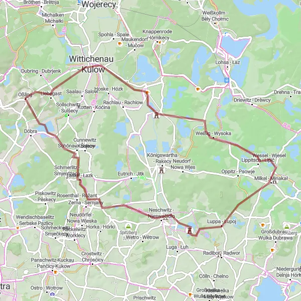 Map miniature of "Lusatian Gravel Adventure" cycling inspiration in Dresden, Germany. Generated by Tarmacs.app cycling route planner