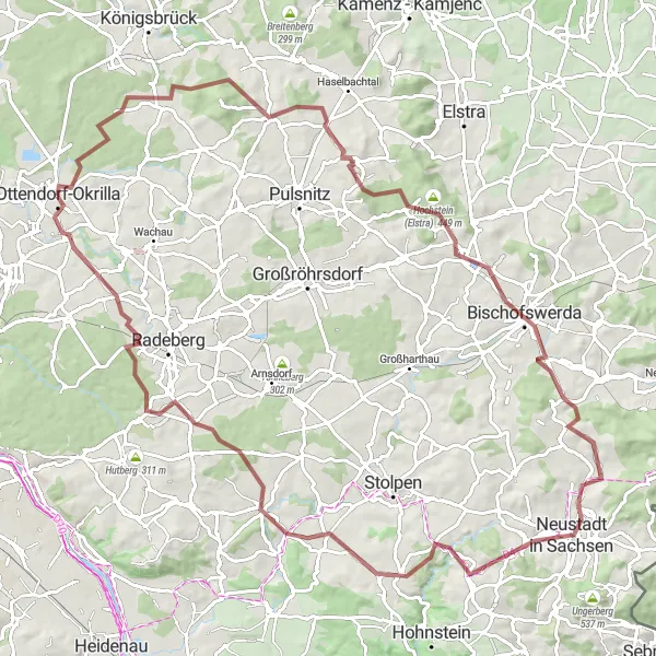 Map miniature of "The Ultimate Gravel Challenge" cycling inspiration in Dresden, Germany. Generated by Tarmacs.app cycling route planner